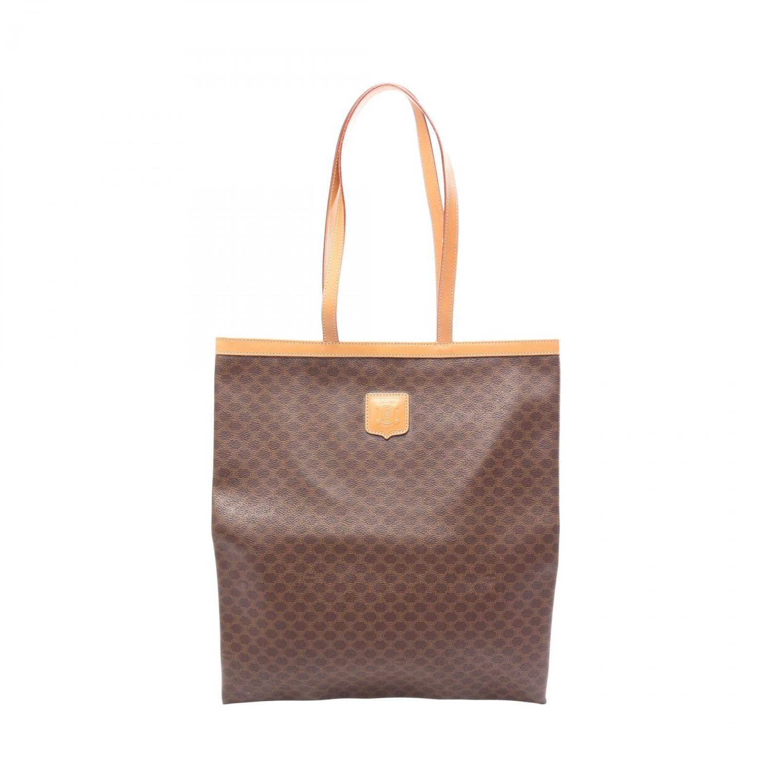 セリーヌ CELINE トートバッグ マカダム ブラウン PVCコーティングキャンバス レザー マカダム トートバッグ レディース Used A