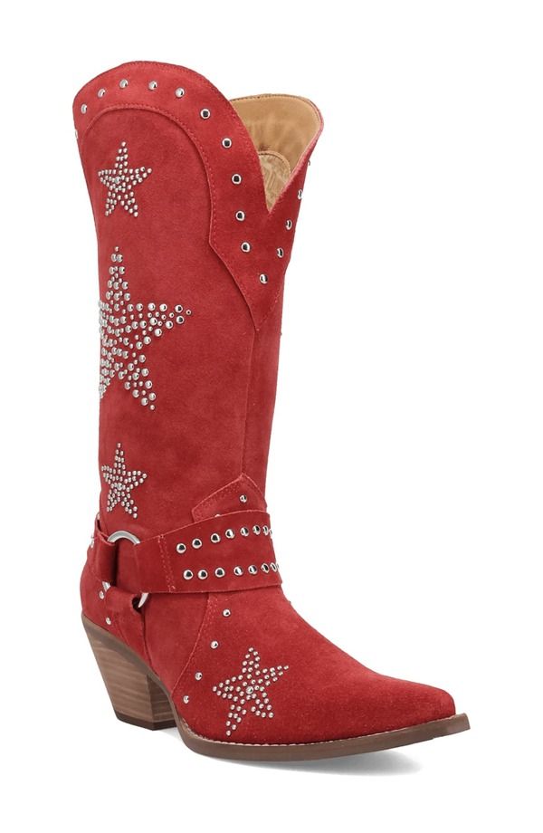 ディンゴ レディース シューズ ブーツ・レインブーツ Dingo Lucky Stars Knee High Western Boot Red レッド