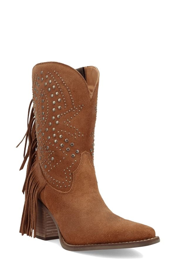 ディンゴ レディース シューズ ブーツ・レインブーツ フリンジ Dingo Star Power Fringe Stud Western Boot Camel キャメル
