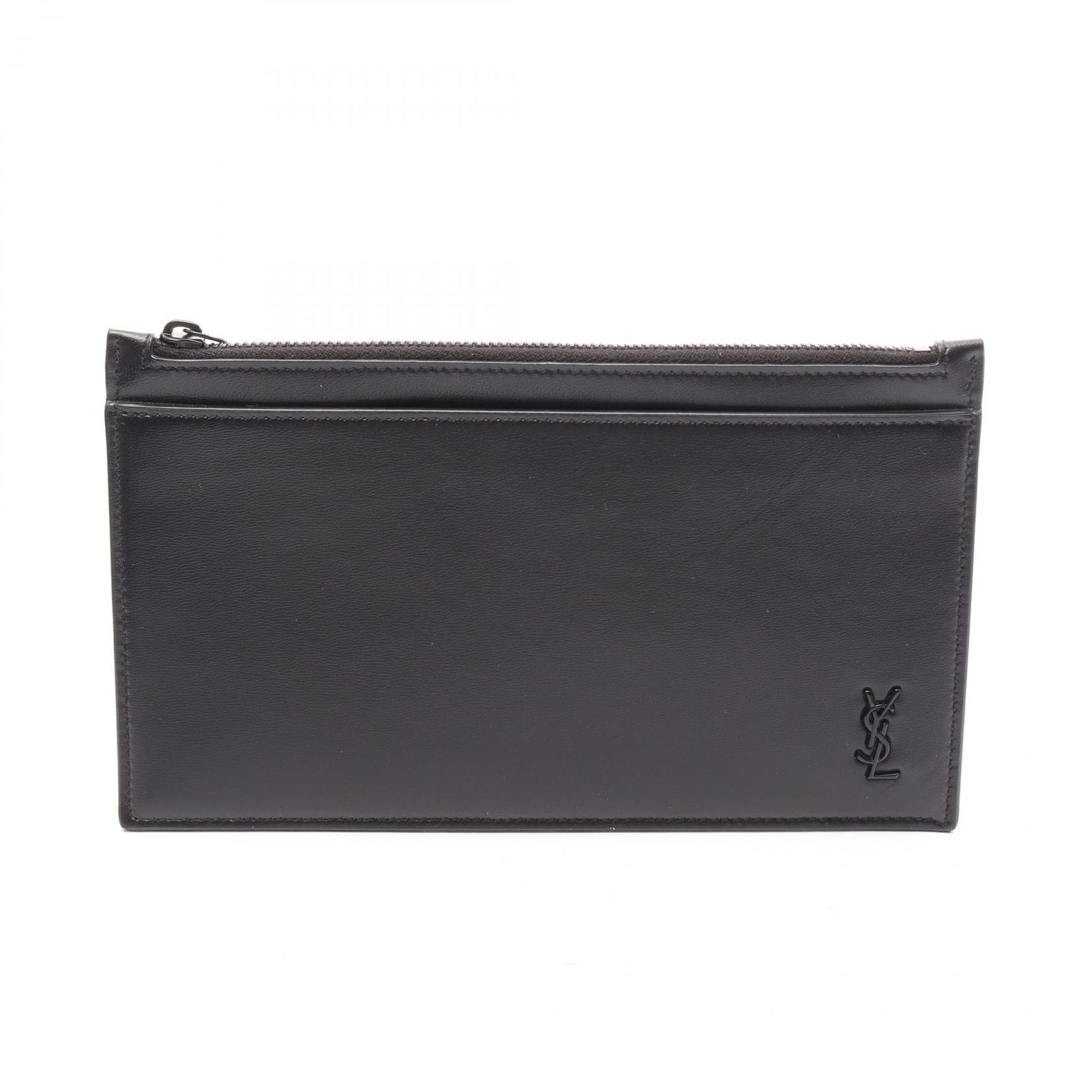 サンローランパリ SAINT LAURENT PARIS ポーチ TINY MONOGRAM BILL ブラック レザー モノグラム ポーチ メンズ Used A