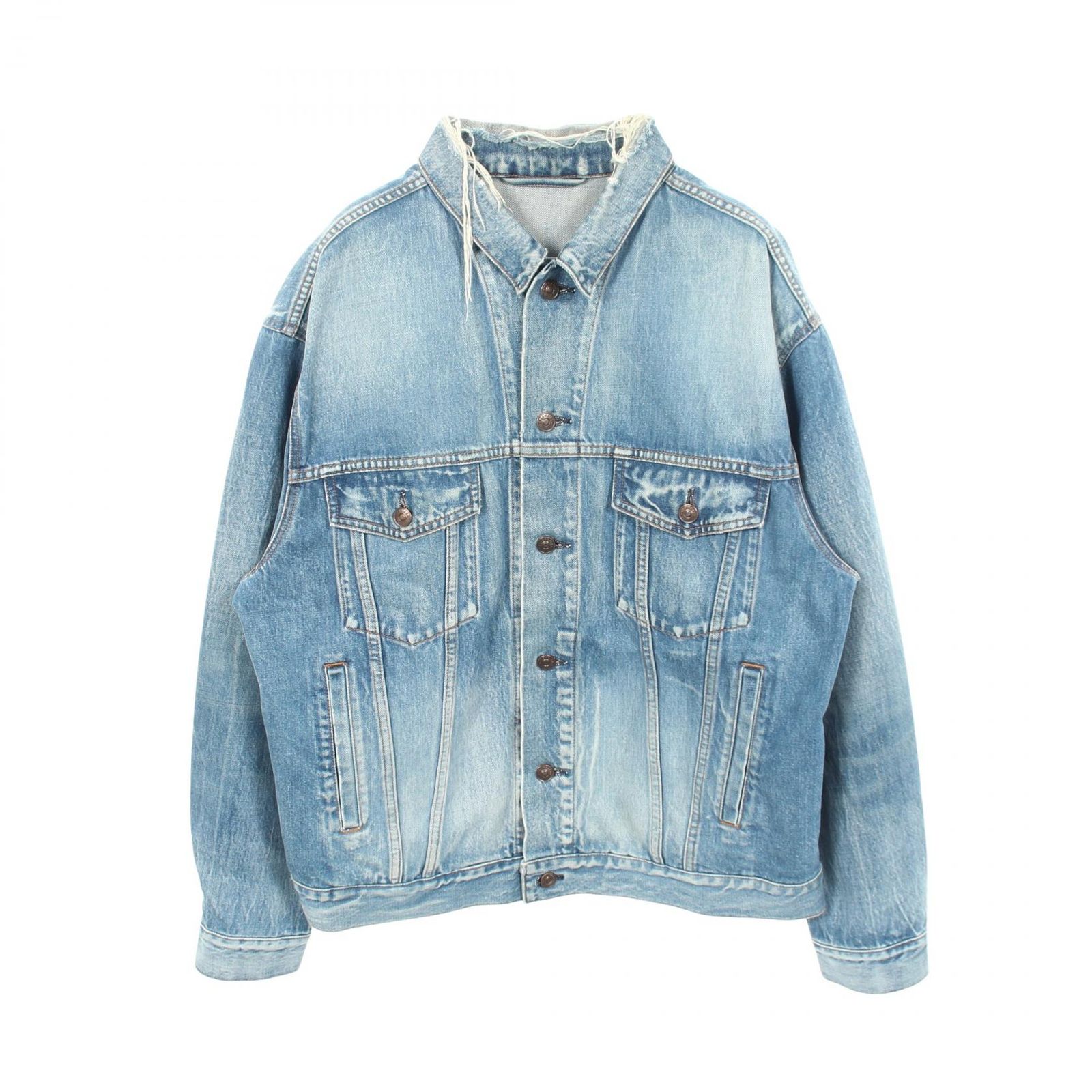 バレンシアガ BALENCIAGA デニムジャケット バックロゴ ダメージ加工