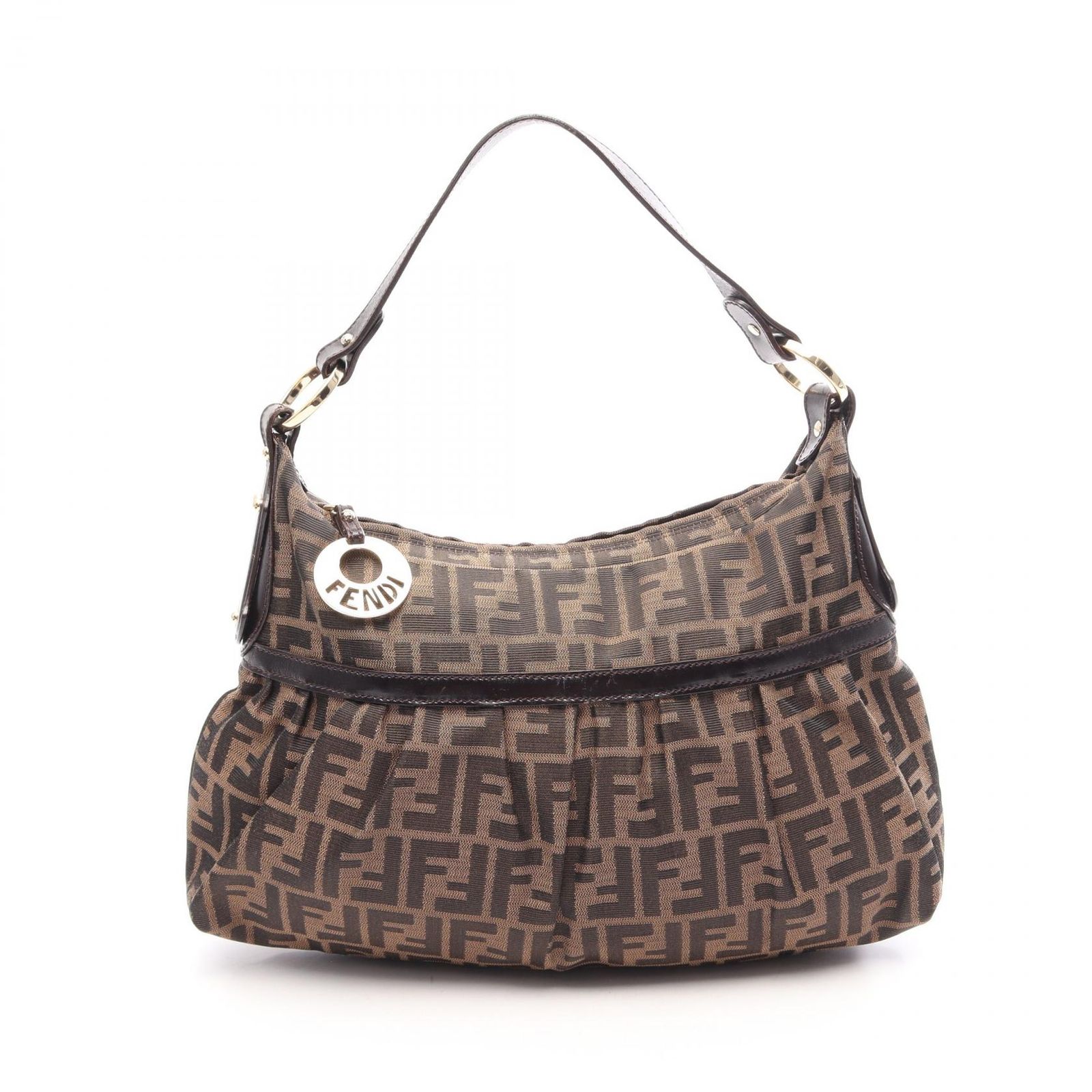 フェンディ FENDI ショルダーバッグ ズッカ 8BR448 ブラウン/ブラック キャンバス レザー ズッカ ワンショルダーバッグ レディース Used A 69,740円