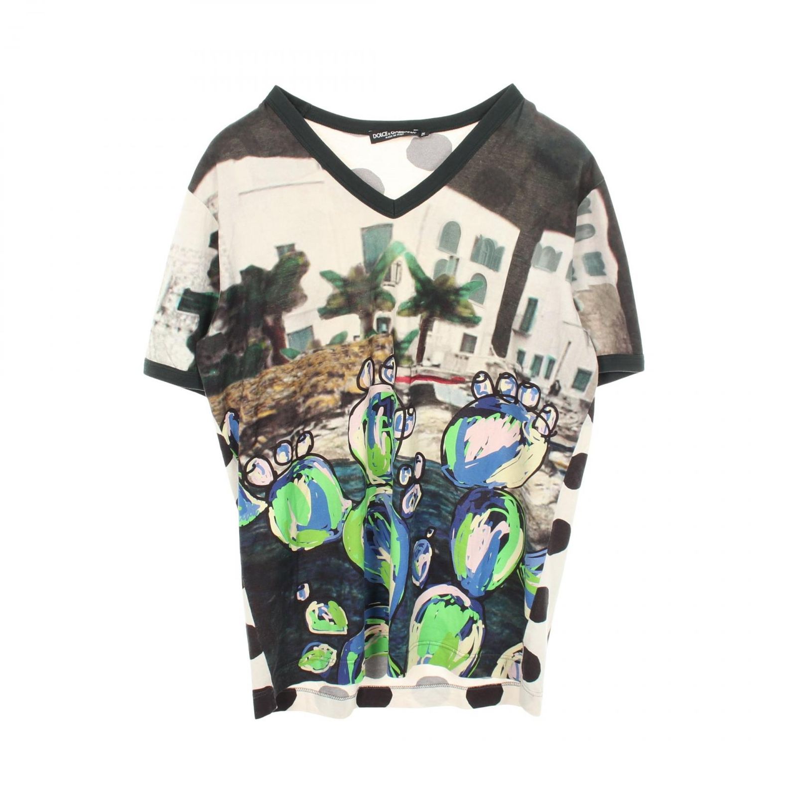 ドルチェアンドガッバーナ DOLCE & GABBANA 半袖Tシャツ グラフィックプリント ドット Vネック コットン Tシャツ メンズ Used B 15,478円