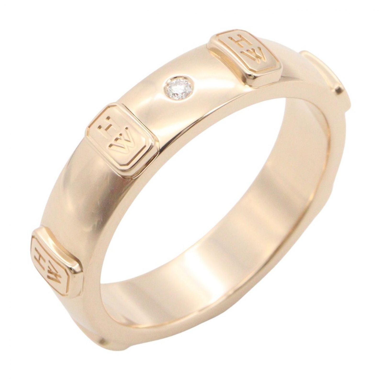 ハリーウィンストン HARRY WINSTON リング・指輪 HWロゴ バンド リング 1PD K18PG(ピンクゴールド) ダイヤモンド HWロゴ バンド リング 1PD レディース Used A