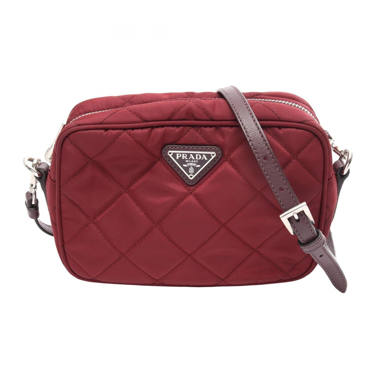 プラダ PRADA ショルダーバッグ BT1028 ボルドー ナイロン サフィアーノレザー トライアングルロゴ ショルダーバッグ レディース Used A