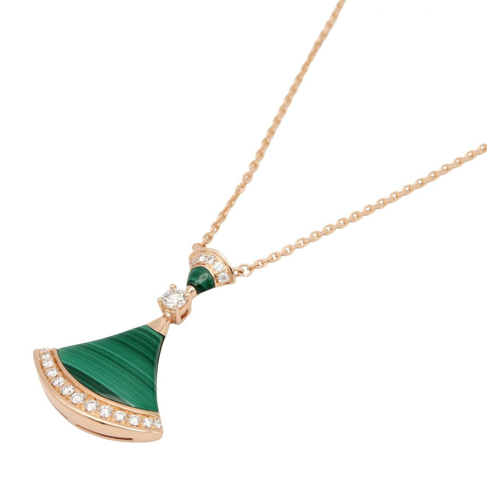 ブルガリ BVLGARI ネックレス ディーヴァドリーム ダイヤ マラカイト ネックレス 351143 首回り41/43.5㎝ K18PG（ピンクゴールド） ダイヤモンド ディーヴァドリーム ダイヤ マラカイト ネックレス 333,360円