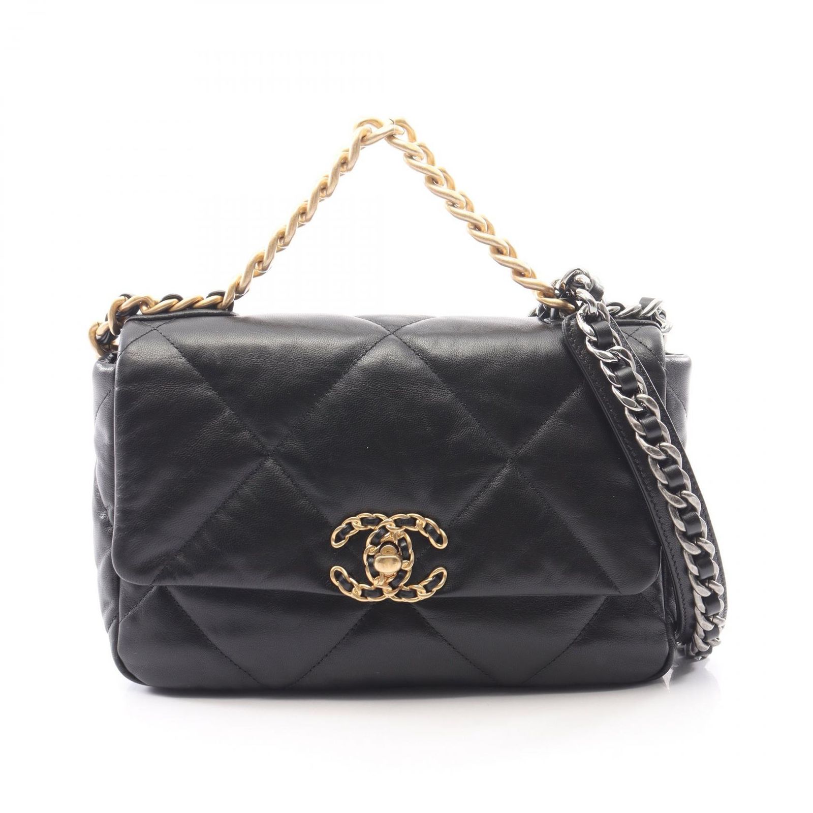 シャネル CHANEL ショルダーバッグ 19 ディズヌフ マトラッセ 2WAY AS1160 ブラック ラムスキン（羊革） CHANEL19 マトラッセ チェーンショルダー レディース Used A