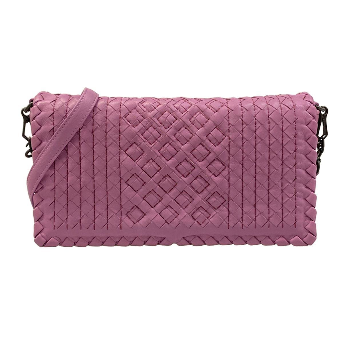 BOTTEGA VENETA(ボッテガヴェネタ) ショルダーバッグ美品 イントレチャート ライトパープル ステッチ レザー