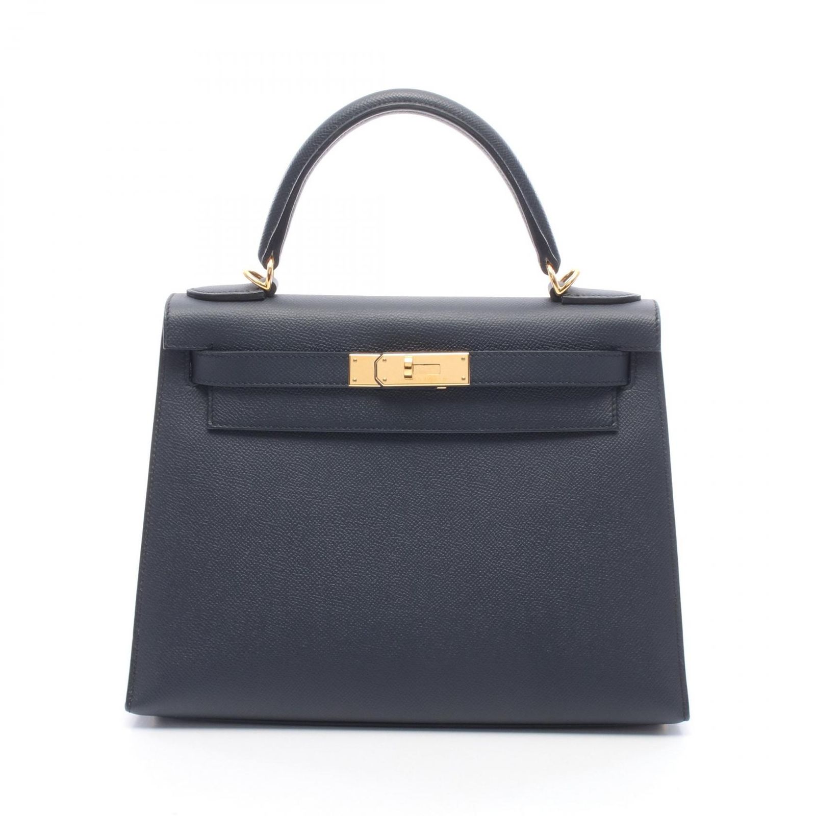 エルメス HERMES ハンドバッグ ケリー28 ブルーインディゴ 外縫い 2WAY ブルーインディゴ レザー ケリー28 ブルーインディゴ レディース Used A