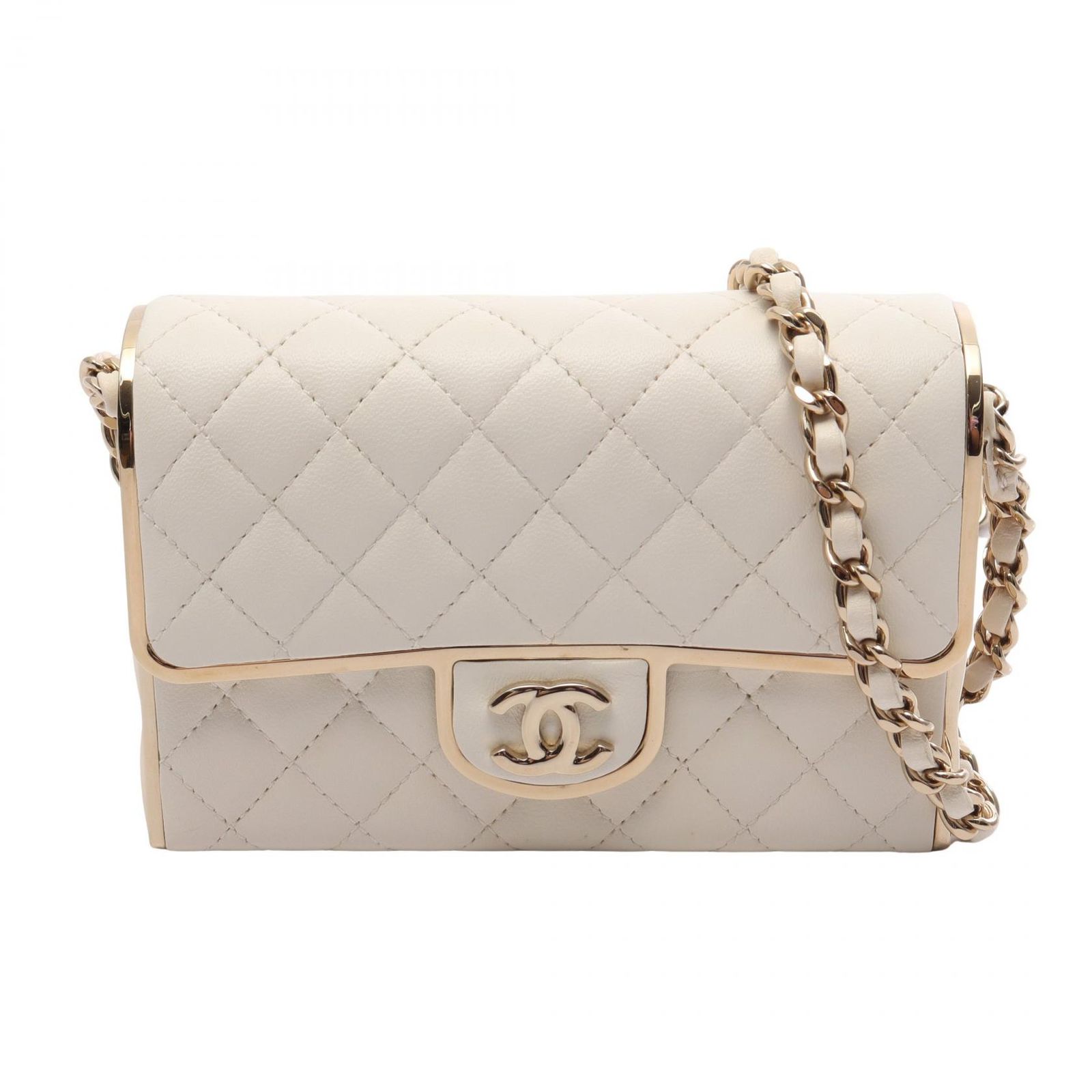 シャネル CHANEL ショルダーバッグ マトラッセ ミニ ミノーディエール イブニング ホワイト ラムスキン（羊革） マトラッセ スモールボックス チェーンショルダー