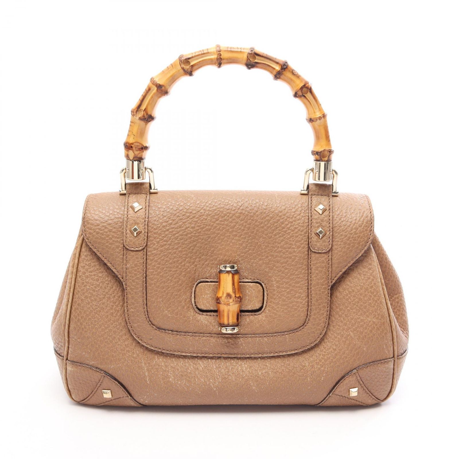 グッチ GUCCI ハンドバッグ バンブー 137351 ベージュ レザー バンブー ハンドバッグ レディース Used B