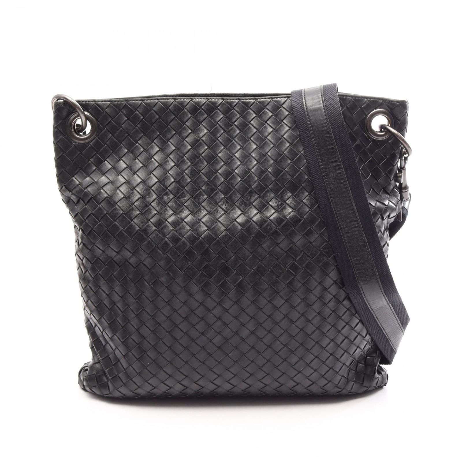 ボッテガヴェネタ BOTTEGA VENETA ショルダーバッグ イントレチャート ブラック レザー イントレチャート ショルダーバッグ メンズ Used B
