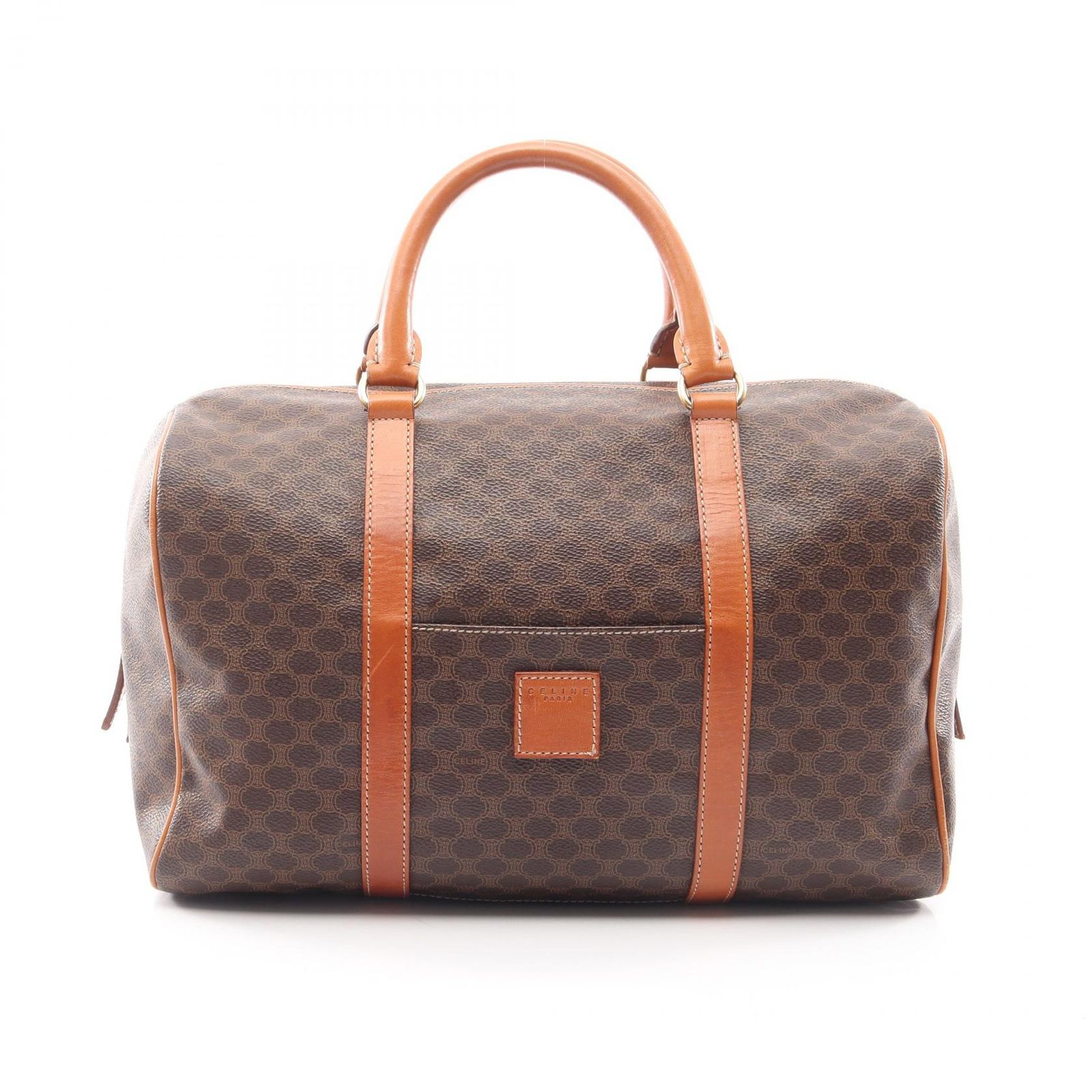 セリーヌ CELINE ハンドバッグ マカダム ブラウン PVCコーティングキャンバス レザー マカダム ミニボストン レディース Used B