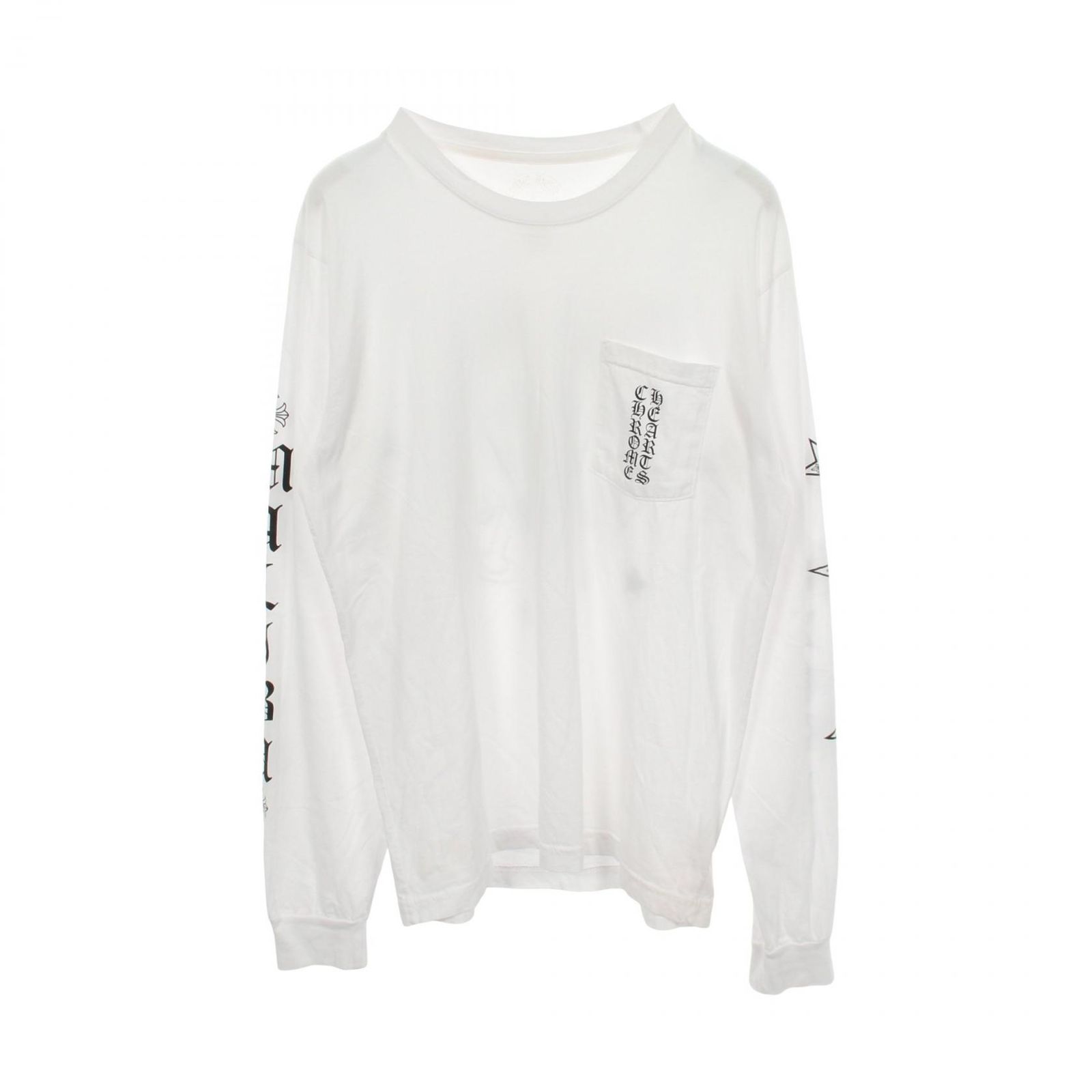 クロムハーツ CHROME HEARTS 長袖Tシャツ マリブ限定 ホースシュー バックプリント ポケット付き コットン Tシャツ メンズ Used B