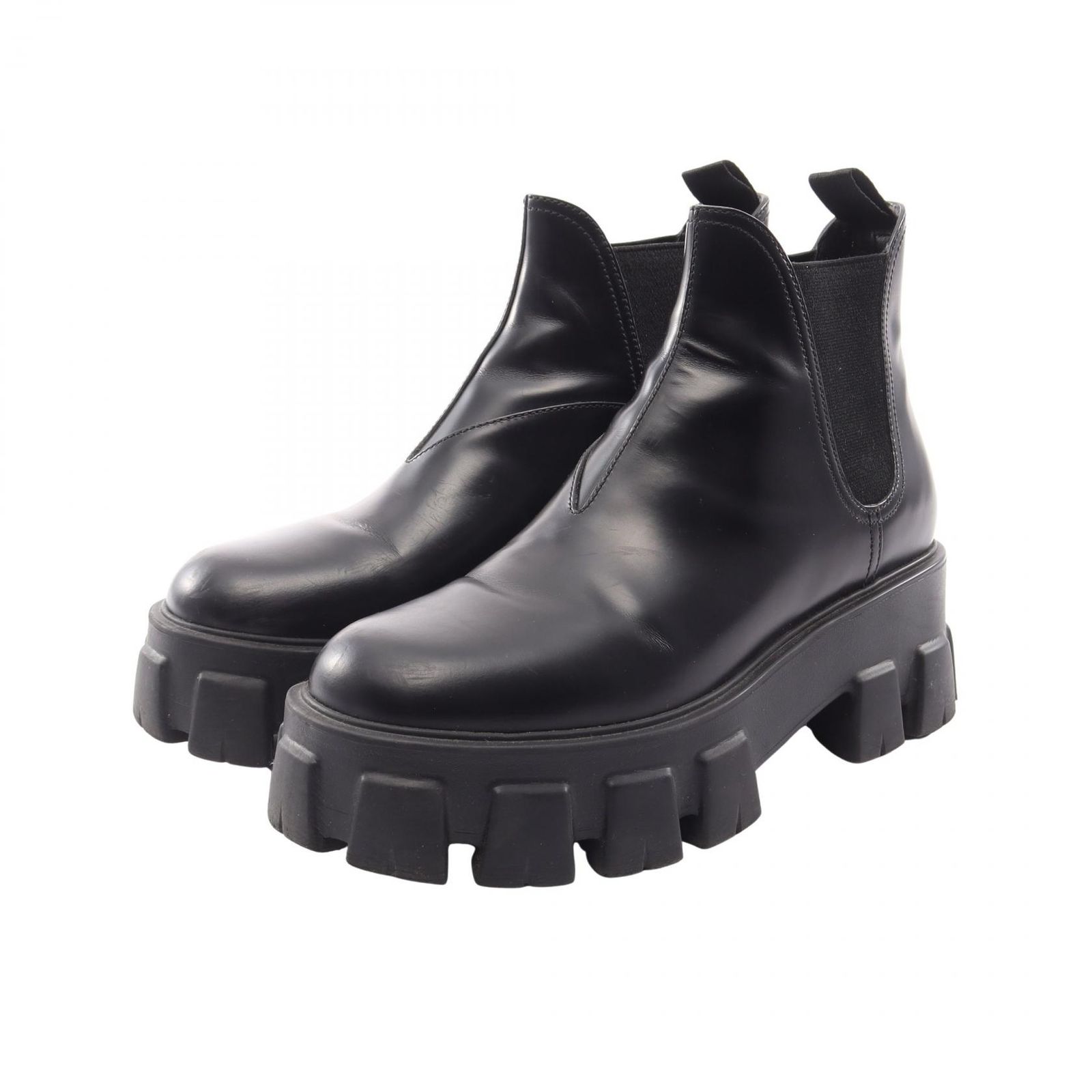 プラダ PRADA ブーツ モノリス ブラッシュド レザー ブーツ レディース Used B