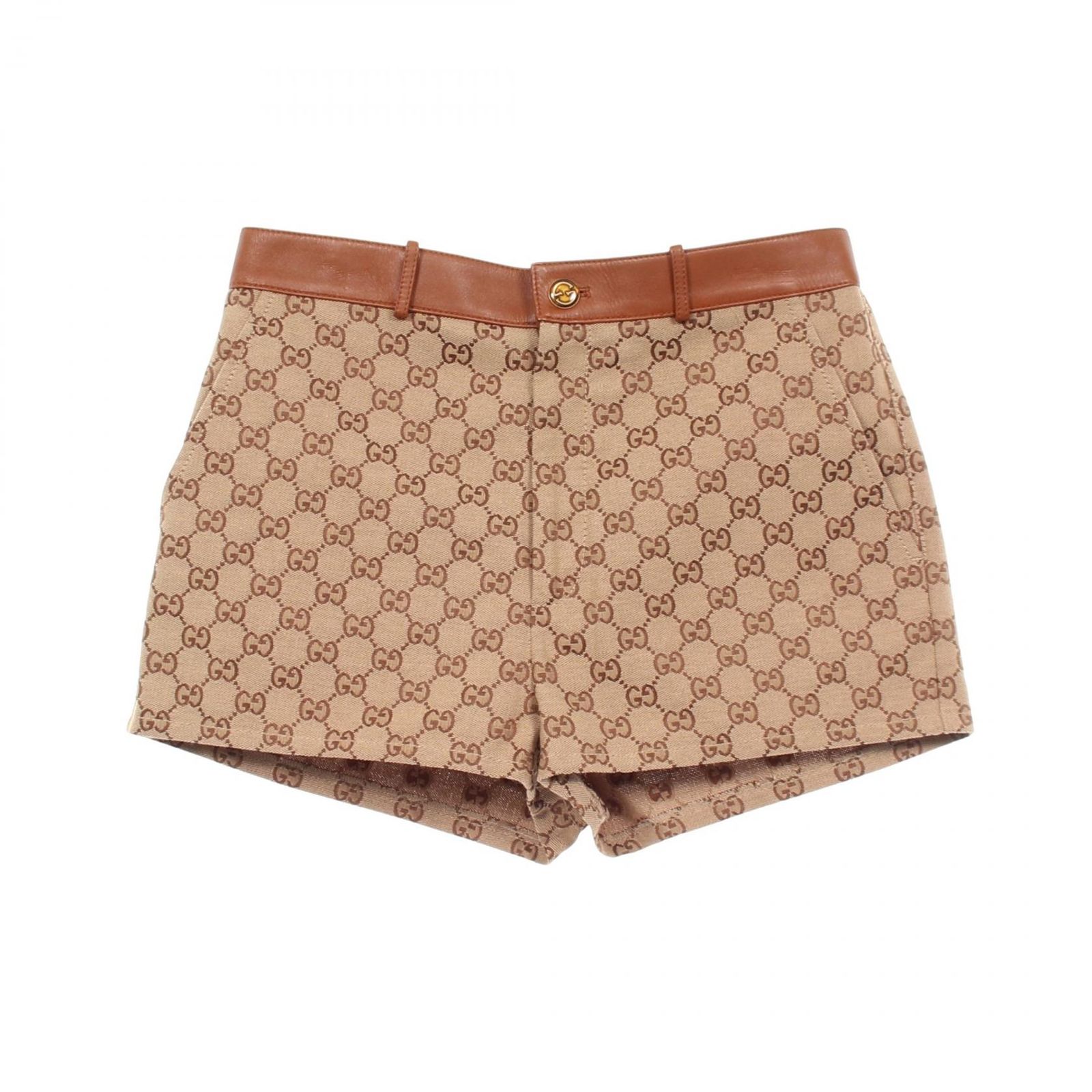 グッチ GUCCI パンツ GGキャンバス ショート コットン ラムスキン(羊革) ショートパンツ レディース 未使用