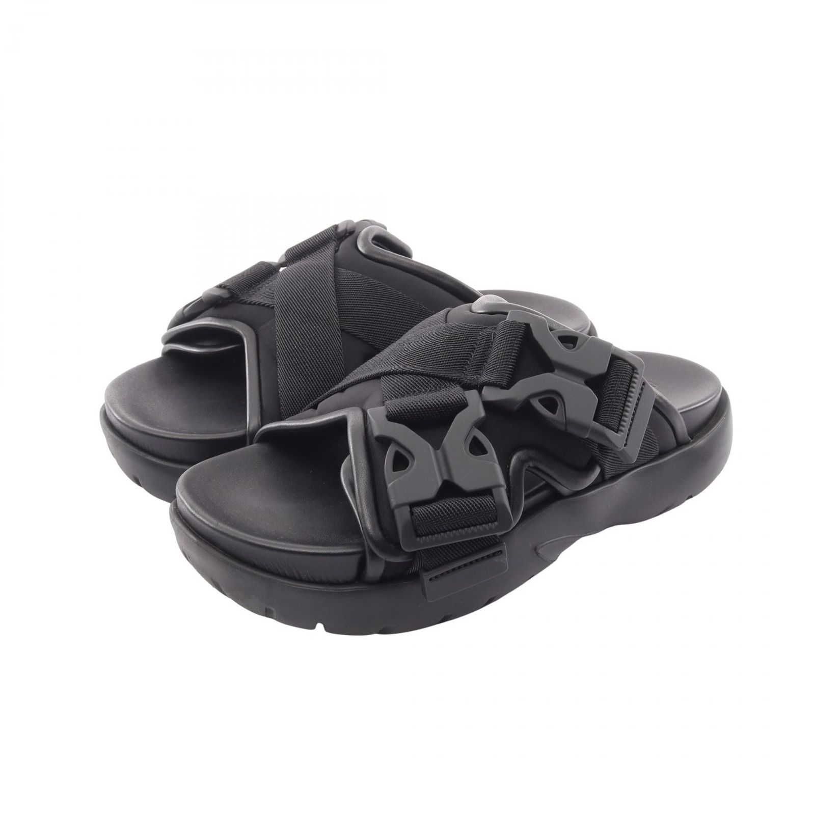 ボッテガヴェネタ BOTTEGA VENETA サンダル SNAP SLIDE SANDAL 754358 ブラック レザー サンダル レディース Used A