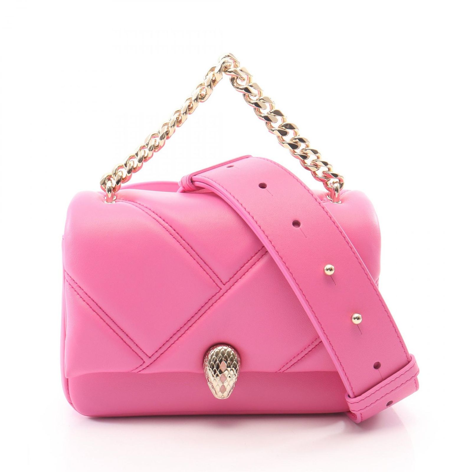 ブルガリ BVLGARI ハンドバッグ セルペンティ カボション ミニ 2WAY ピンク レザー セルペンティ カボション 2way ショルダーバック ミニ レディース Used A