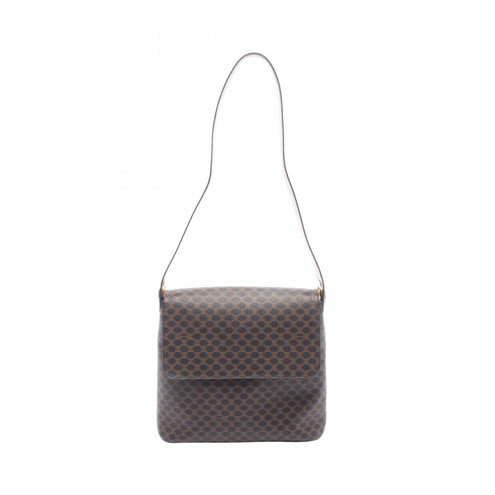 セリーヌ CELINE ショルダーバッグ マカダム ブラック/ブラウン PVCコーティングキャンバス レザー マカダム ワンショルダーバッグ レディース Used A 57,480円