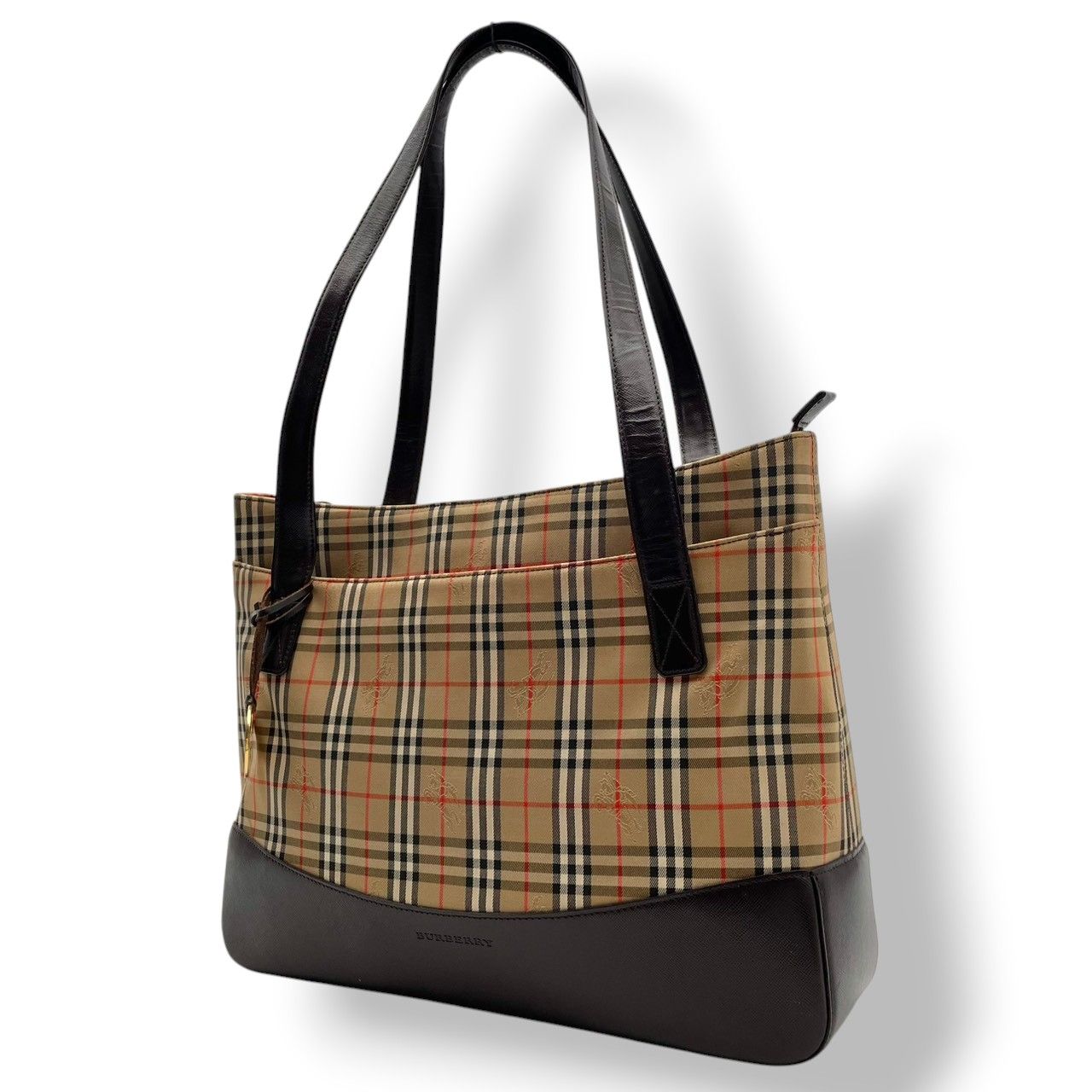 バーバリー バッグ BURBERRY ヘイマーケットチェック ノバチェック シャドーホース トートバッグ ハンドバッグ 手提げ 肩掛け キャンバス レザー ベージュ ブラウン 茶系 ゴールド金具 エレガント クラシック レディース 人気 定番 鞄 S90