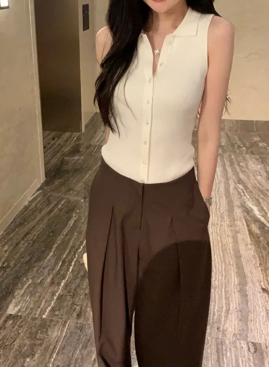 オブジェスト adele polo sleeveless (アイボリー)