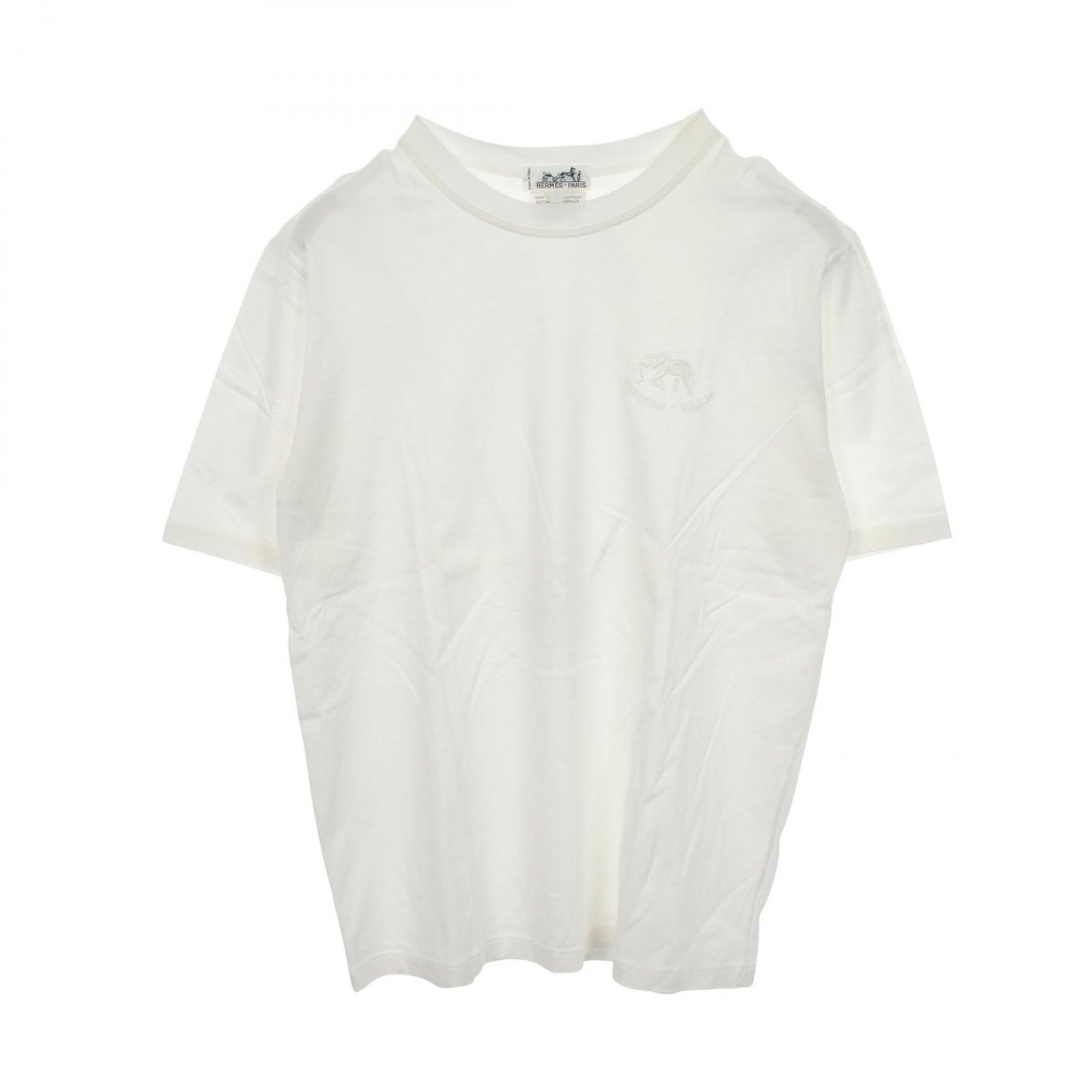 HERMES エルメス ロゴ 像 刺繍 クルーネック 半袖Tシャツ