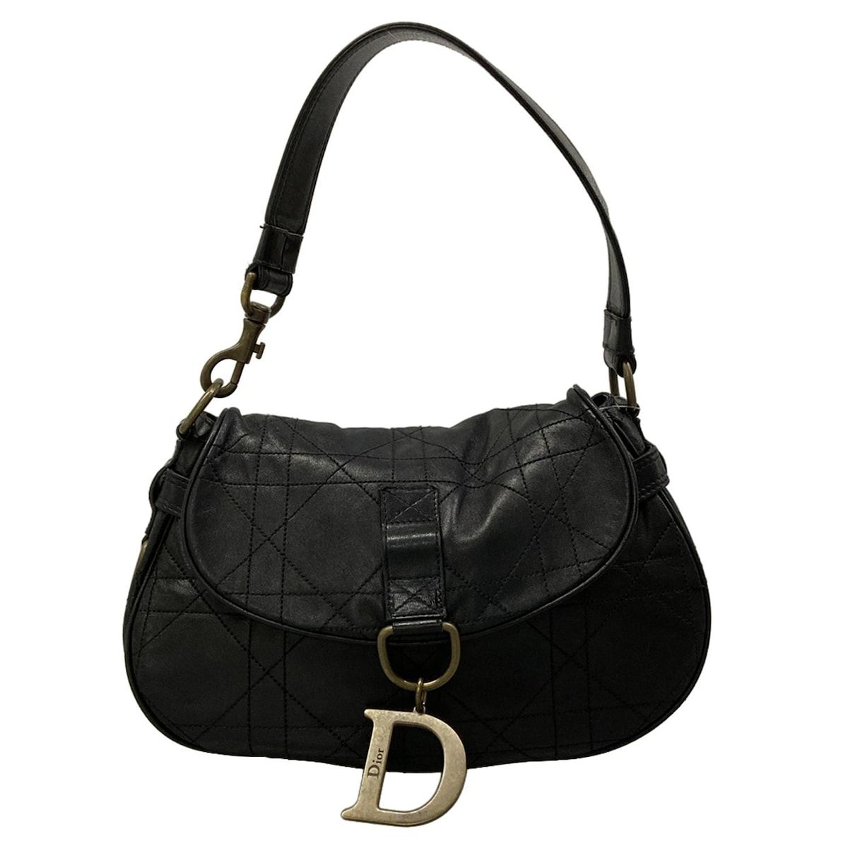 DIOR/ChristianDior(ディオール/クリスチャンディオール) ショルダーバッグ カナージュステッチ 黒 レザー