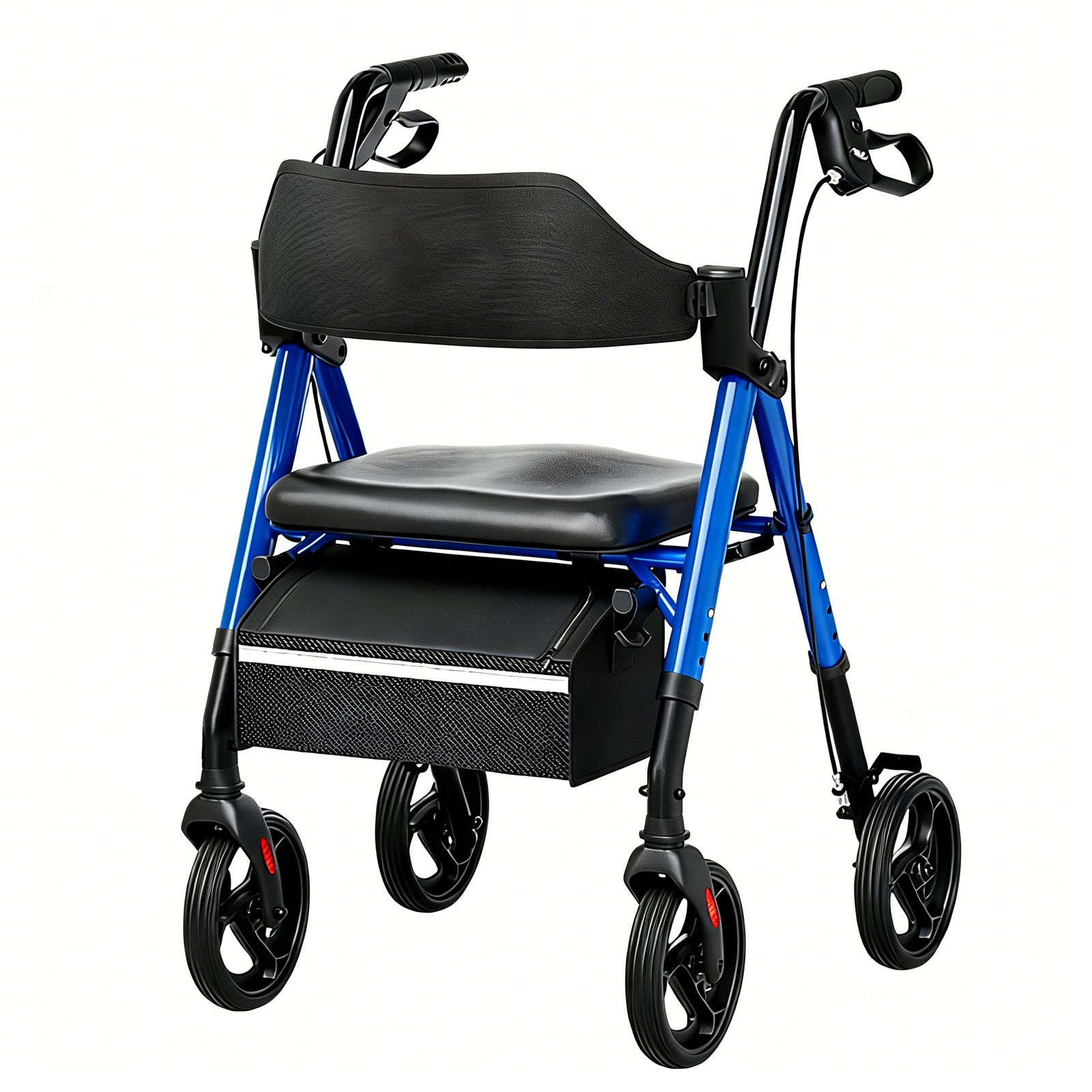 歩行器 シルバーカー 折りたたみ 座面付き 四輪 ブルー 介護用品【ブルー・シルバー】
