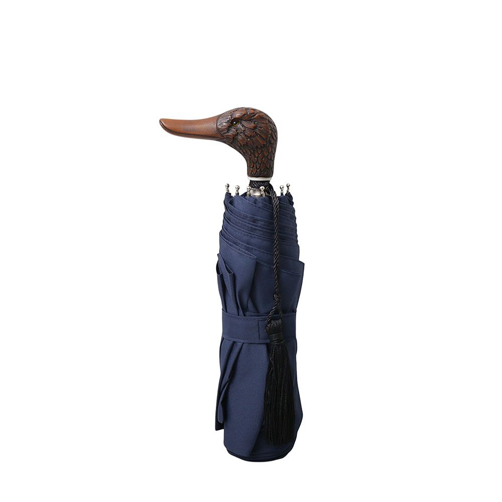 ギ ドゥ ジャン Guy de Jean 折りたたみ傘 Animal Handle Folding Umbrella Canard / Duck 晴雨兼用 UVカット フランス製 ネイビー ユニセックス 人気 ブランド おしゃれ 誕生日 プレゼント 送料無料