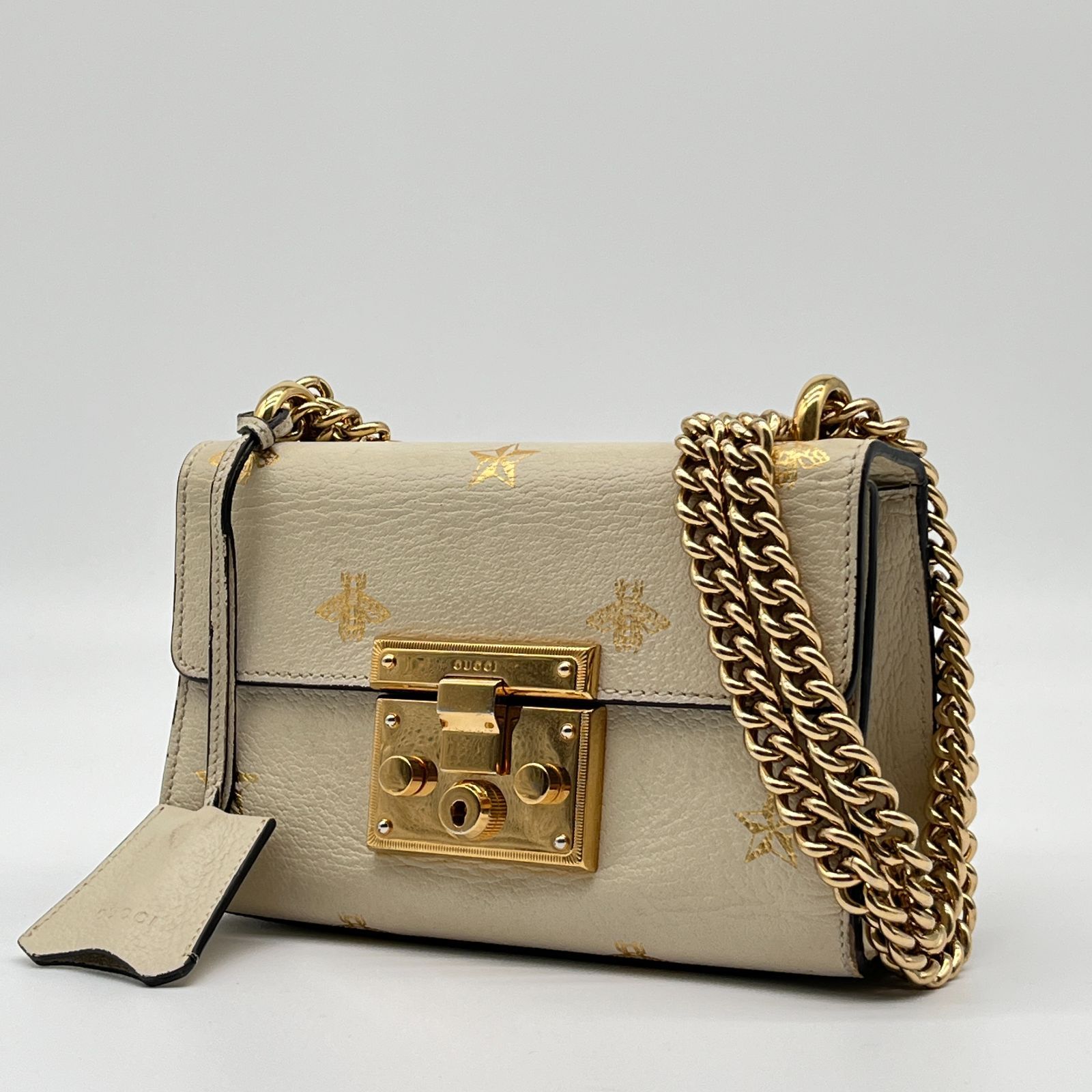 GUCCI パドロック ビー＆スター レザー スモール チェーン ショルダーバッグ 【状態ランク:S】 46,680円
