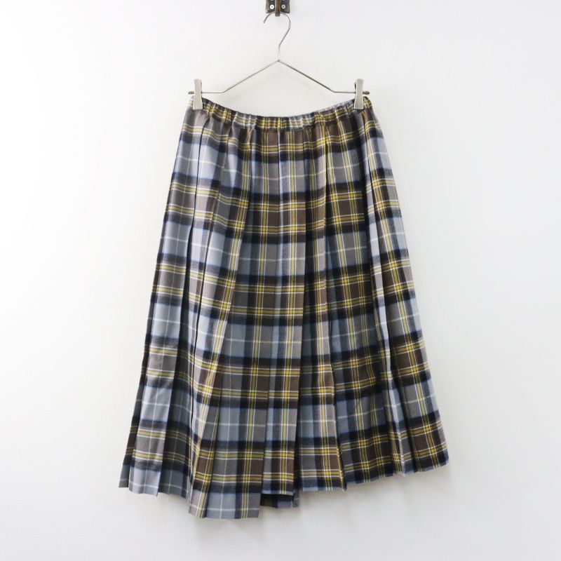 美品 2023AW ジェーンマープルドンルサロン Jane Marple Dans Le Salon Tartan check taper pleats スカート M＼グレー【2400015101453】