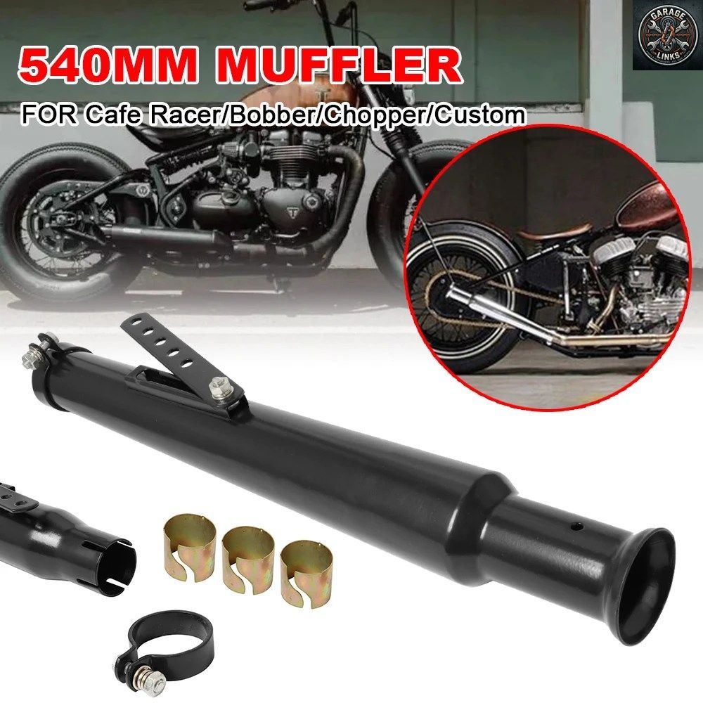 MOTORCYCLE CAFE RACER MUFFLERS SILENCER PIPE MOTORBIKE EXHAUST SLIDING BRACKET MATTE SYSTEM / SILVER 7,053円