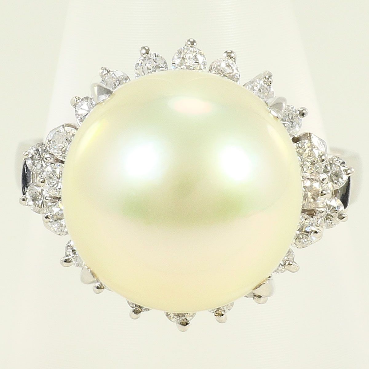 PT900/プラチナ リング・指輪 12号 パール（真珠） ダイヤモンド 0.522ct カード鑑別書 総重量約10.0g 97,900円