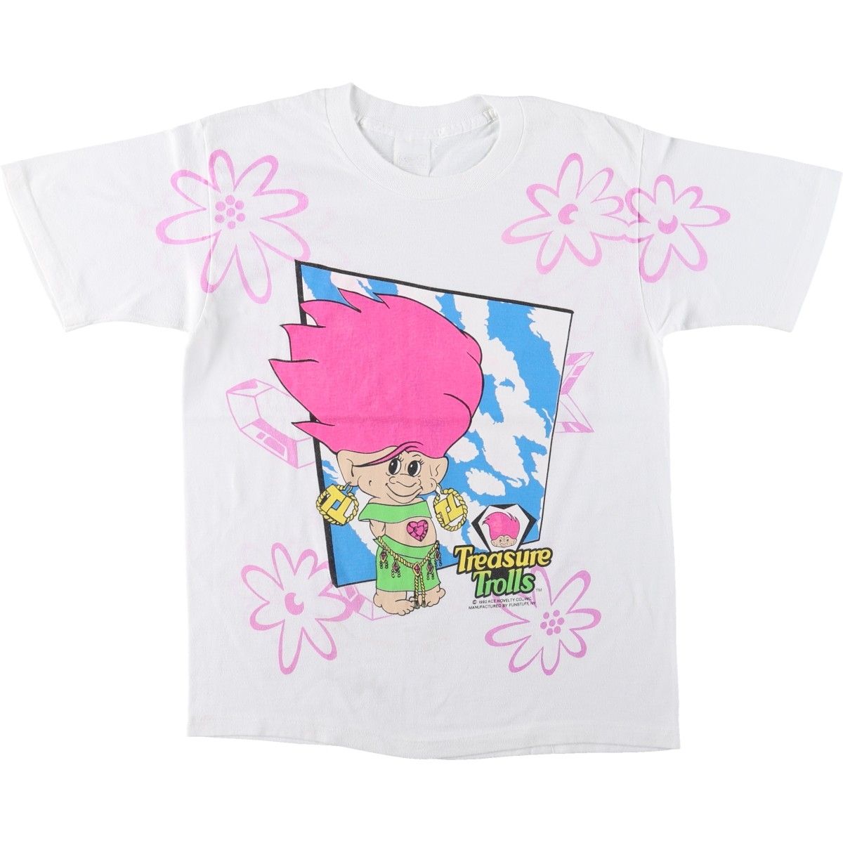 古着 90年代 TREASURE TROLLS トレジャートロール オールオーバープリント キャラクタープリントTシャツ レディースS相当/eaa665673