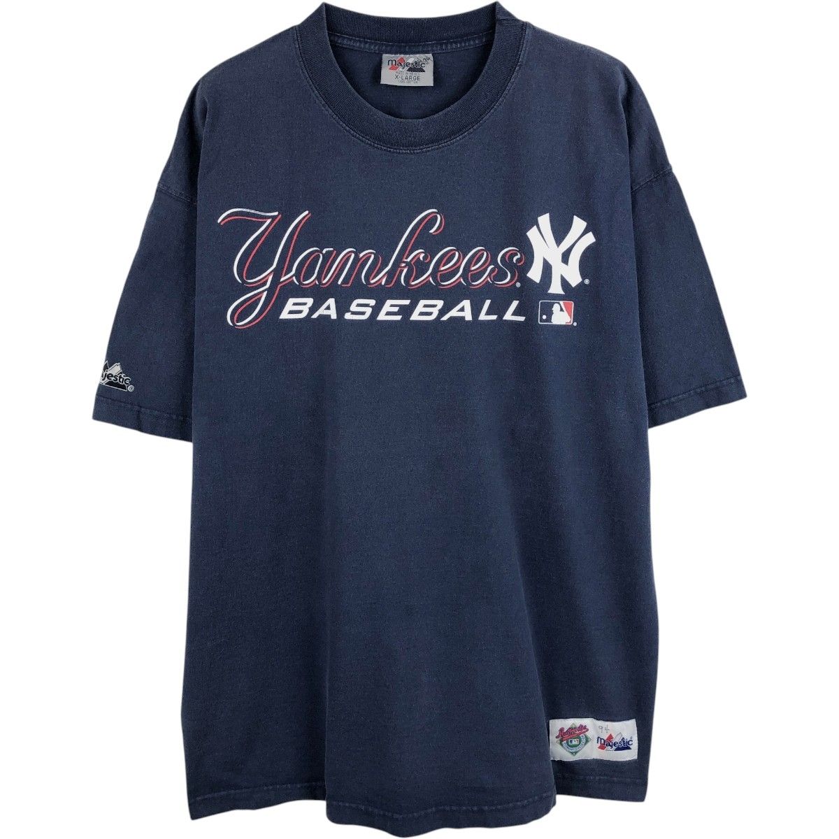 古着 Majestic MLB NEW YORK YANKEES ニューヨークヤンキース スポーツプリントTシャツ メンズXL相当/eaa661941