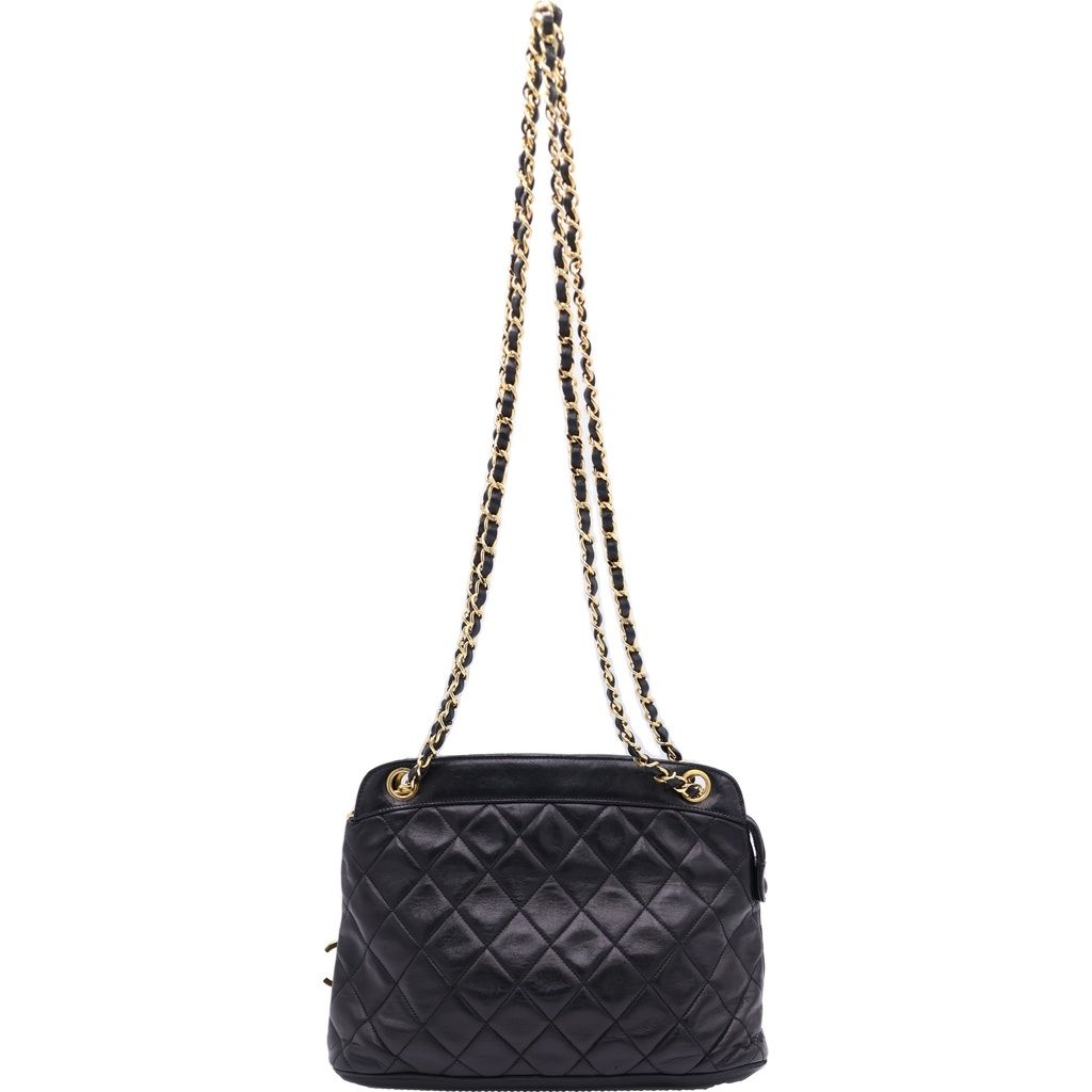 CHANEL (シャネル) マトラッセ 13番台 チェーンショルダーバッグ ブラック ラムスキン ゴールド金具 108,900円