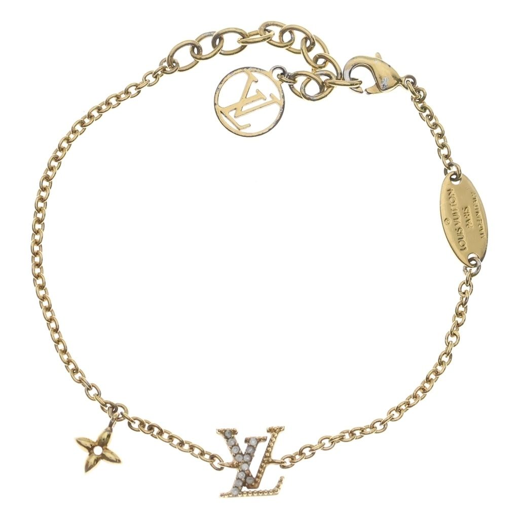 LOUIS VUITTON (ルイヴィトン) LVアイコニック ブレスレット ゴールド GP ラインストーン アクセサリー M00587