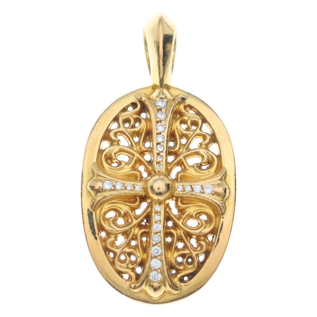 CHROME HEARTS (クロムハーツ) 22K CLSC OVAL P/DIA クラシックオーバル PAVEダイヤ ペンダントトップ ゴールド 440,000円