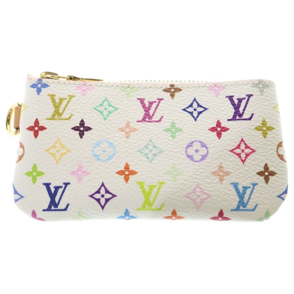 LOUIS VUITTON (ルイヴィトン) LV×TM ポシェット・クレ バッグチャーム 小物入れ ポーチ ホワイト レザー×PVC M28388 ゴールド金具 42,900円