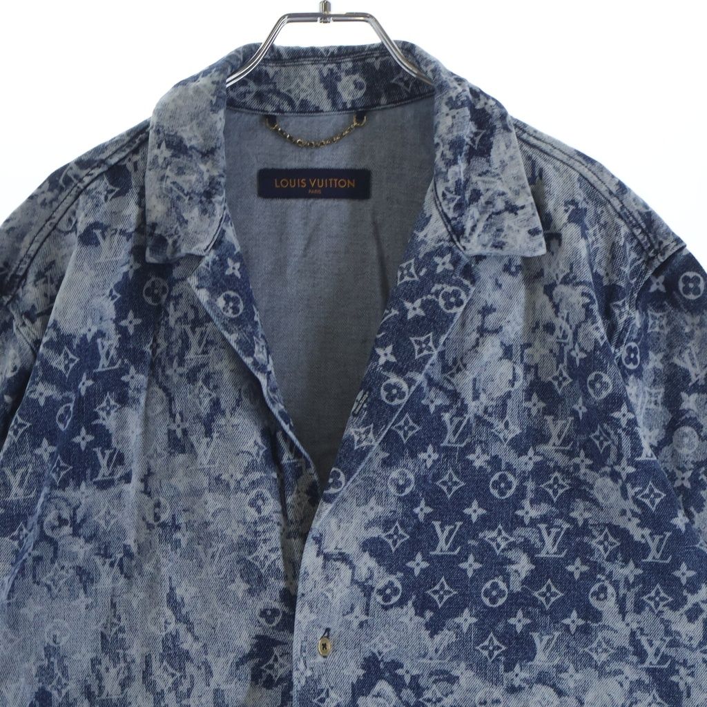 LOUIS VUITTON (ルイヴィトン) 21SS Hawaiian Tapestry Denim Shirt RM211M ZMC HKS02W ハワイアン タペストリーデニム半袖シャツ インディゴ