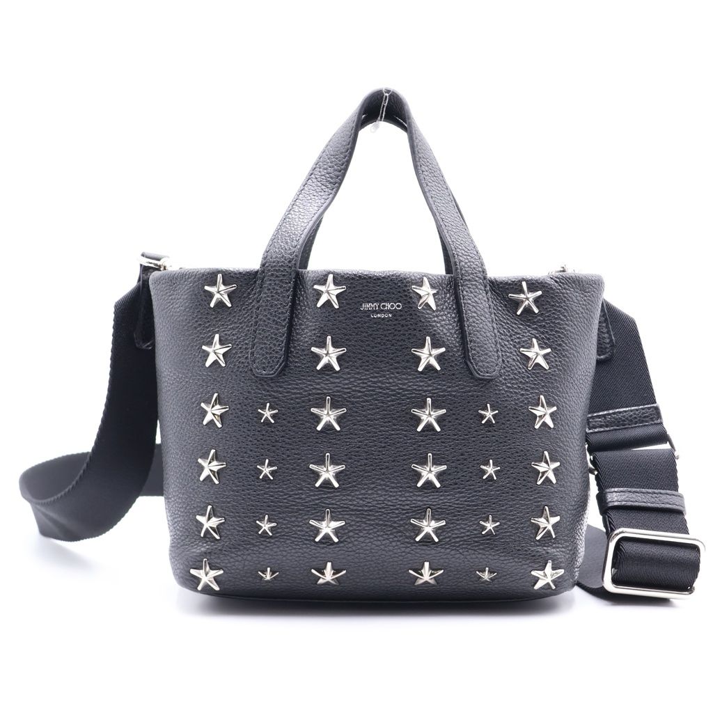 JIMMY CHOO (ジミーチュウ) スタースタッズ 2WAY ミニトートバッグ ブラック レディース