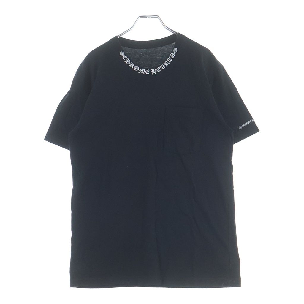 CHROME HEARTS (クロムハーツ) CH T-SHIRT ネックロゴ 半袖Tシャツ ブラック