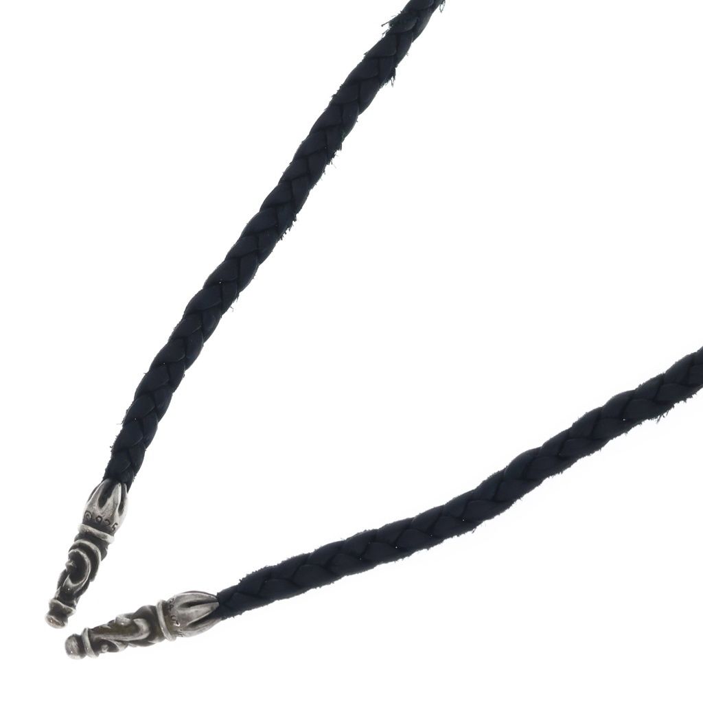 CHROME HEARTS (クロムハーツ) LEATHER BRAID SCROLL ネックレス レザーブレイドネックレス ブラック/シルバー BCA377 16,060円