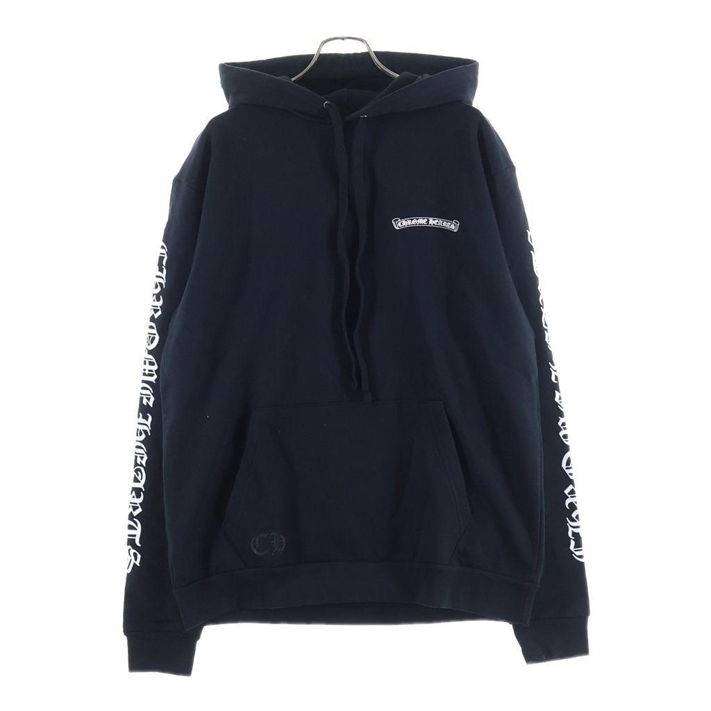 CHROME HEARTS (クロムハーツ) SWTSHRT HD PLVR バックスクロールラベル袖英字プリントプルオーバーパーカー