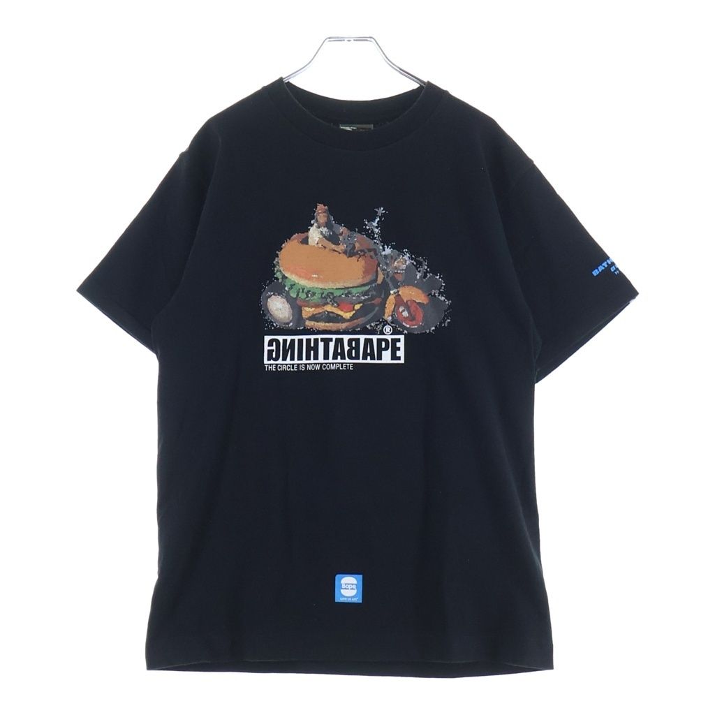 A BATHING APE (アベイシングエイプ) 90S BURGER TEE バーガープリント クルーネック半袖Tシャツカットソー ブラック