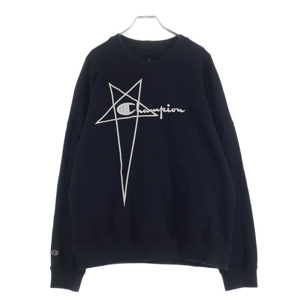 Rick Owens (リックオウエンス) ×champion 23AW 五芒星 ロゴ刺繍 スウェットトレーナー ブラック CM02C9225-CHFE