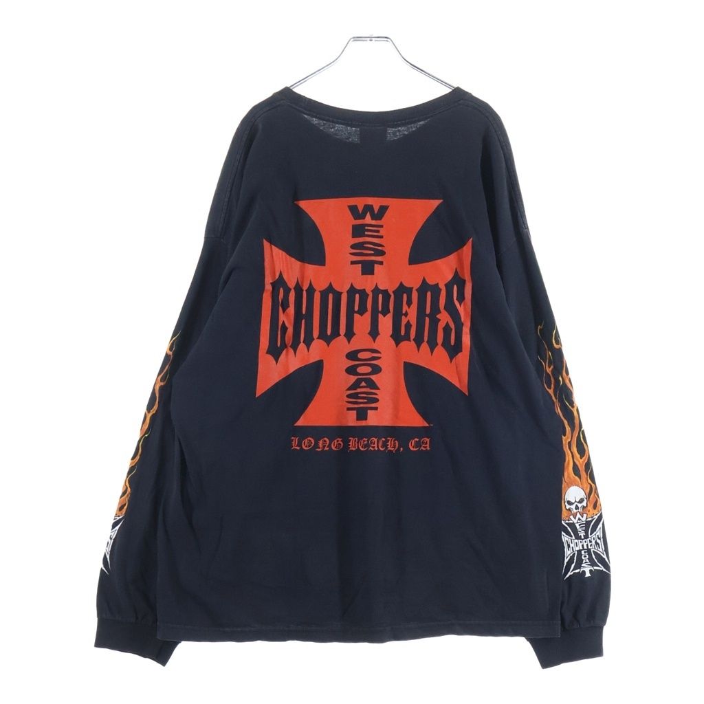 VINTAGE (ヴィンテージ) WEST COAST CHOPPERS FLAMING ARM SKULL L/S TEE ウェストコーストチョッパーズ スカルフレイム 長袖Tシャツカットソー ブラック -