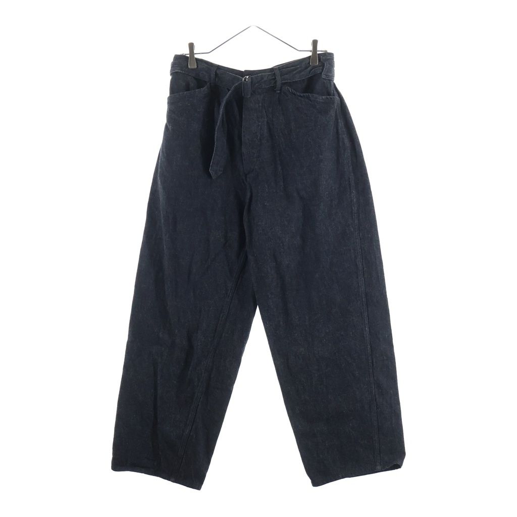 COMOLI (コモリ) 21SS ベルテッド ウォッシュド ボタンフライ テーパードデニムパンツ ジーンズ ブラック T01-03004 20,543円