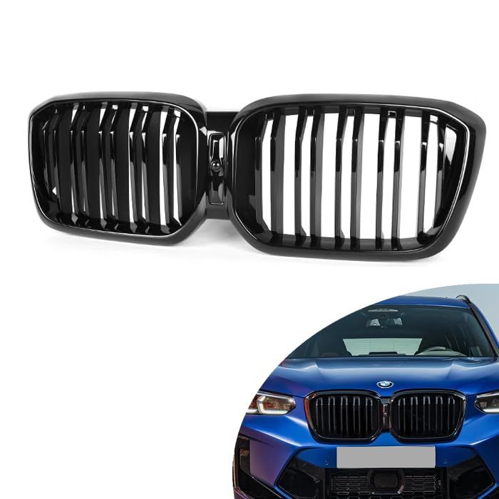 R★BMW適合品 G01 G02 X3 X4 後期 LCI フロントグリル ダブルフィン グロスブラック 艶有ブラック Mスタイル Mルック キドニーグリル フロント グリル グリルカバー グリルトリム バー エンブレム カバー アクセサリー f27bc3d2 13,993円