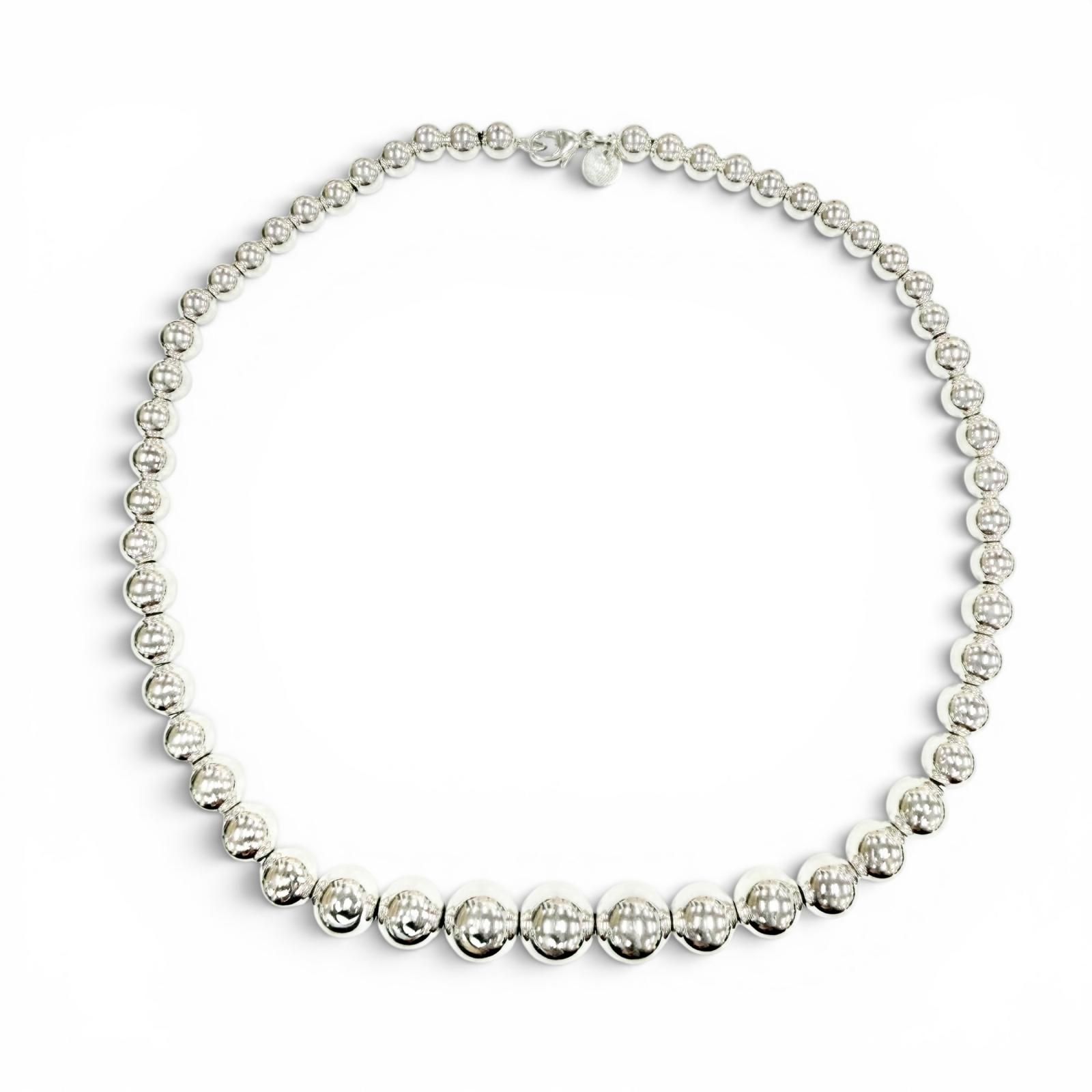 極美品△TIFFANY&Co. ティファニー ハードウェア グラジュエイテッドボール ネックレス アクセサリー 925 シルバー 重量27.9g レディース 47,520円